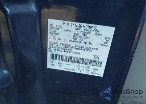 2006 Ford F-150 Xlt z USA, uszkodzony, nr VIN 1FTRW14W56KC67268